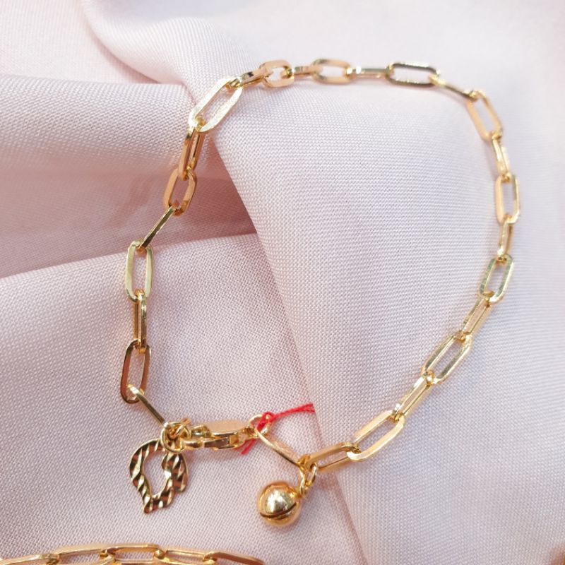 [NEW] Gelang tangan paperclip gantung krincing emas asli 375, perhiasan emas, gelang dewasa, gelang 