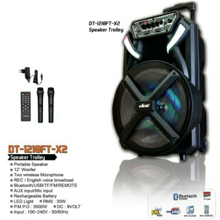 Speaker Dat DT 1210 FT X2 Bluetooth Speaker Portable Wireless 1210FTX2