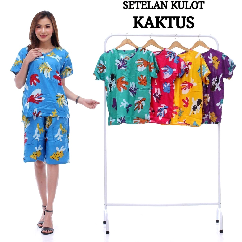 BAJU TIDUR WANITA SETELAN ONESET PIYAMA KULOT KEKINIAN  BUSUI BUMIL ( SHABBY LEBAH AURORA MACAN HALIMA KAKTUS MALIKA SAYUR )-KULOT KAKTUS