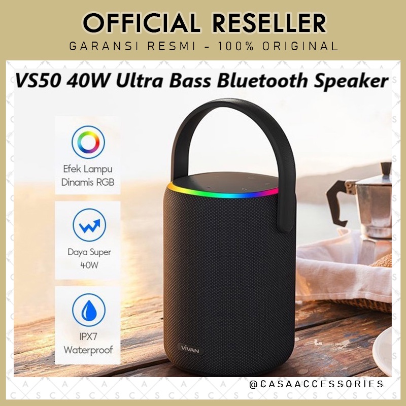 Vivan VS50 40W Ultra Bass Subwoofer Speaker Bluetooth 5.3 RGB IPX7