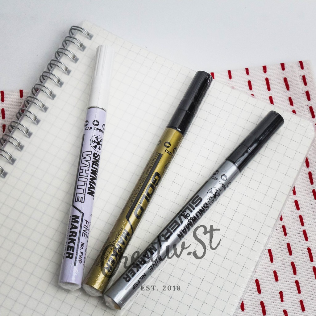 

SNOWMAN Paint Marker Spidol Emas Perak Putih Kecil Gold Silver White Marker