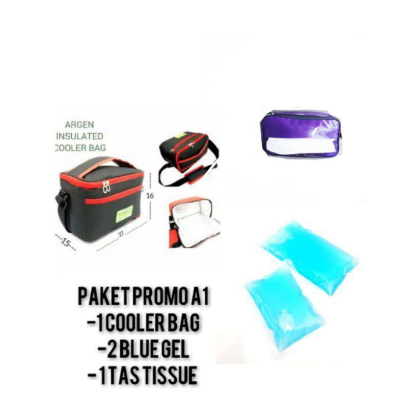 PROMO PAKET A1 , COOLER BAG ARGEN + 2 BLUE GEL + 1 TAS TISSUE sy56 s1