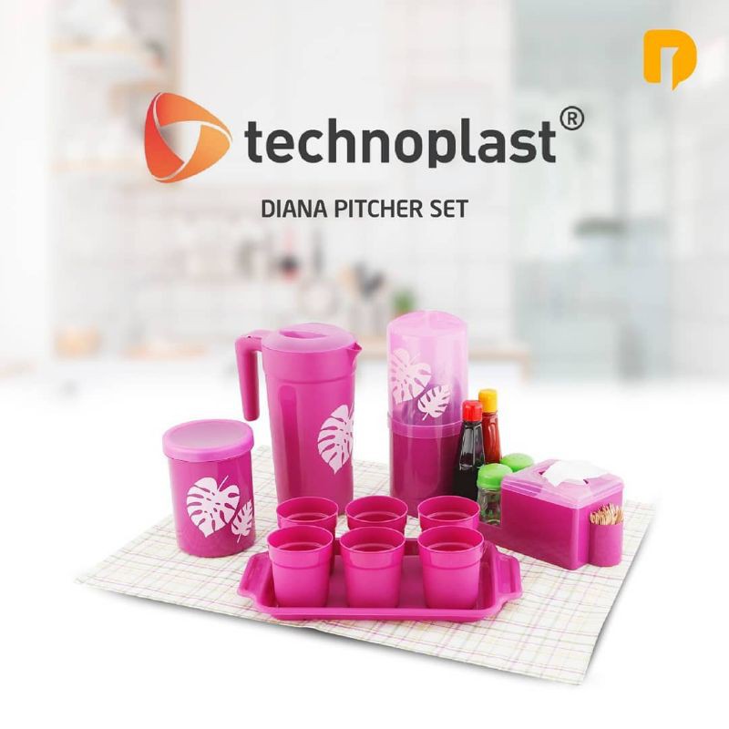TEKO DIANA PITCHER SET CUTLERY HOLDER/NAMPAN/GELAS/TEMPAT SENDOK/TOPLES