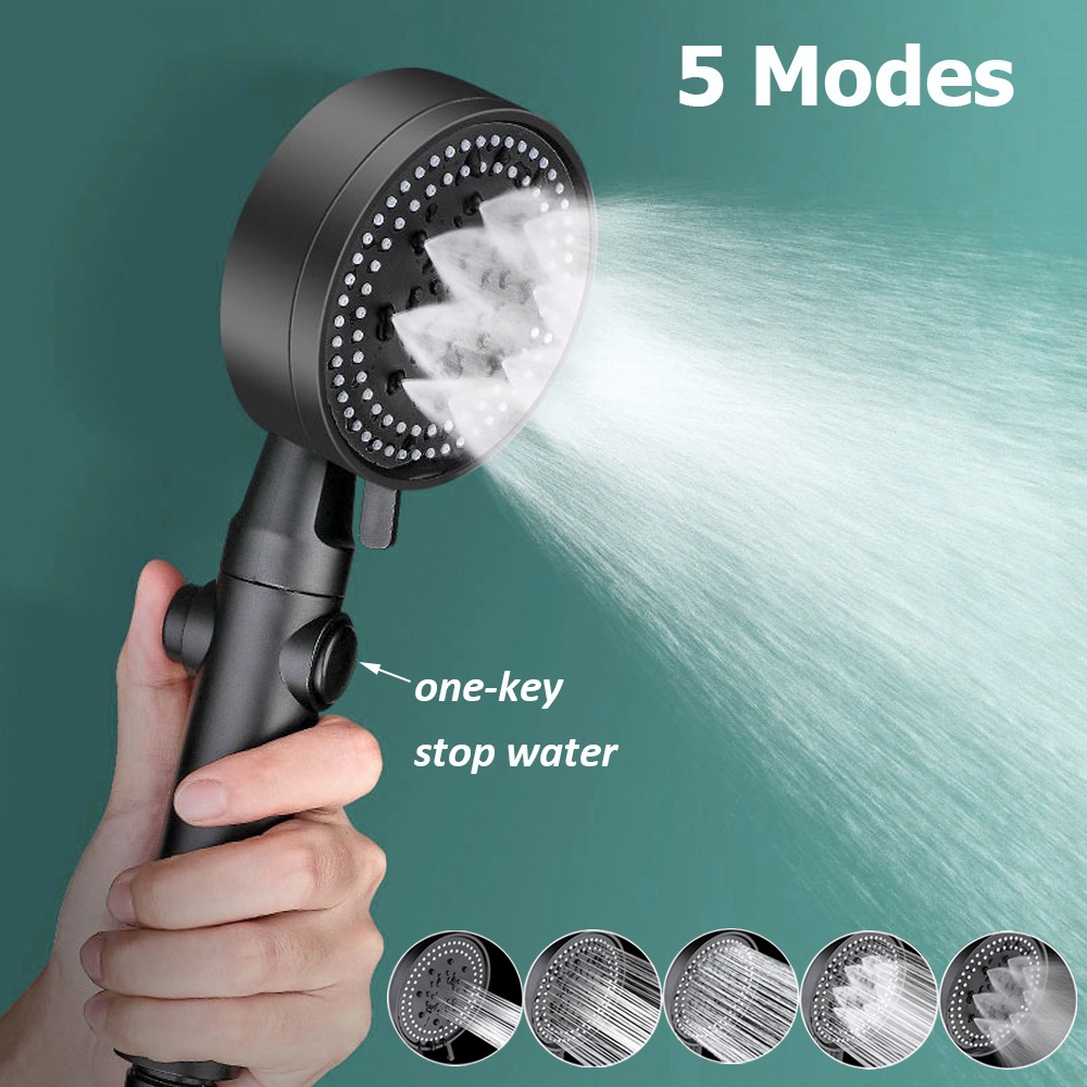 Kepala Shower 5 Mode Adjustable Tekanan Tinggi Hemat Air Untuk Kamar Mandi