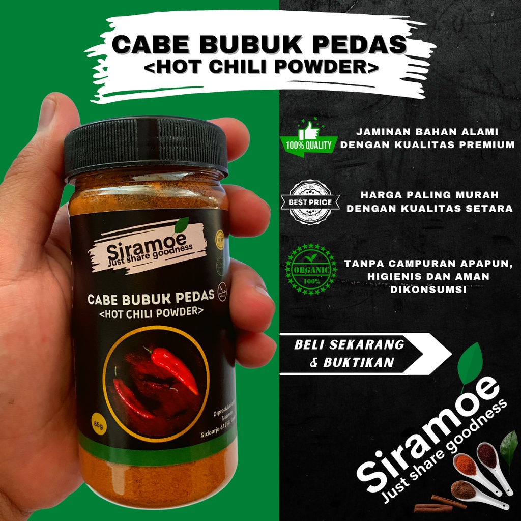 

Siramoe - Cabe Rawit Bubuk Halus Viral Super Pedas 85 gr Murni Tanpa Campuran Extra Hot Chilli Powder Kualitas Premium Murah Kering Bumbu Dapur Instan Cabai Kaliber Original Merah Segar Chili Halal Buat Kimci Kimchi Masakan Korea Korean Food Serbaguna