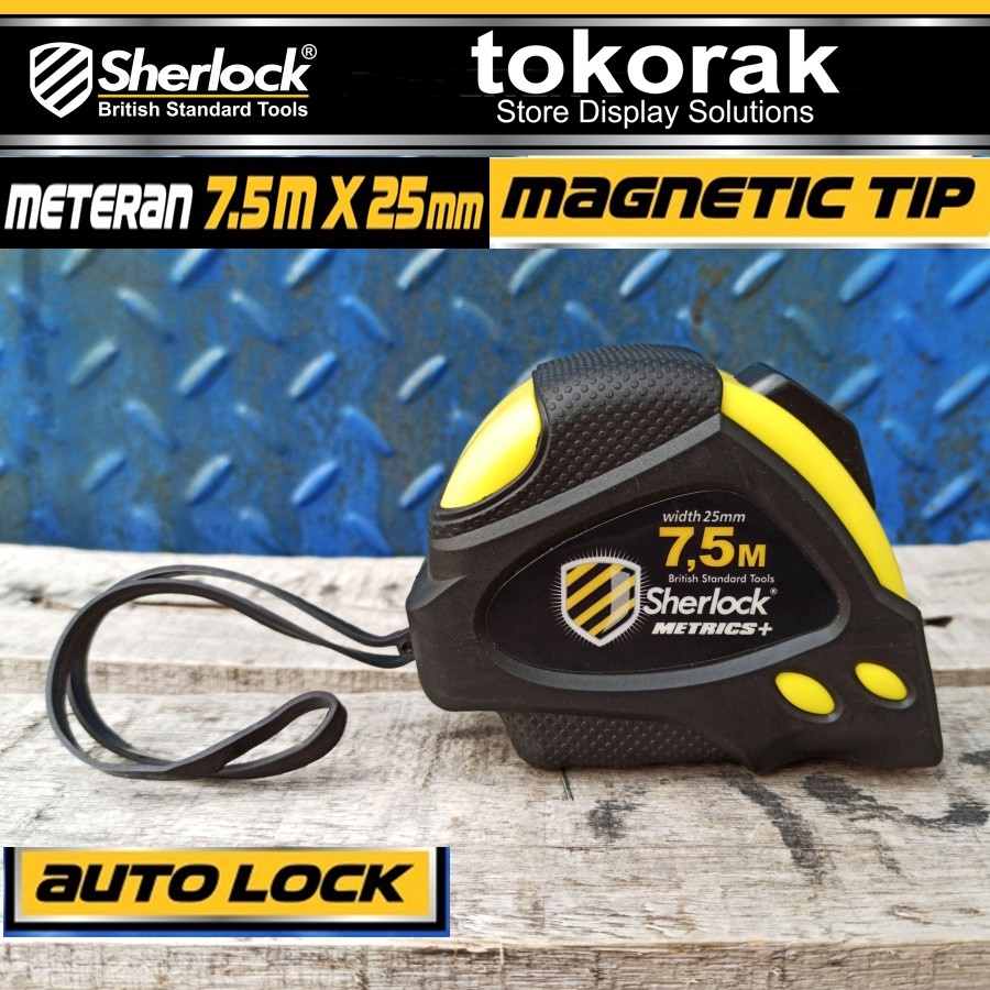 METERAN ROLL 7,5M X 25MM SHERLOCK - AUTO LOCK METERAN MAGNETIC TIP