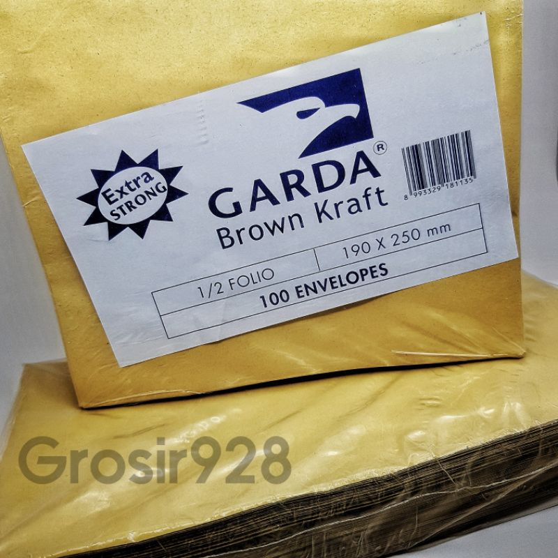 

Brown Kraft / Amplop Coklat Garda 1/2 Folio Polos 190 x 250 mm (isi 100)