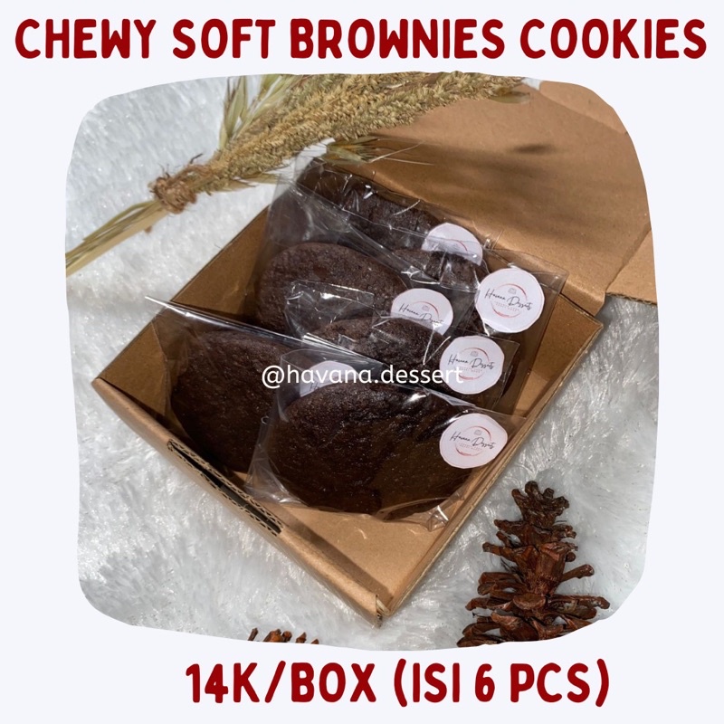 

Chewy Soft Brownie Cookies | Chewy Cookies | Soft Cookies box 10x10 isi 6 pcs