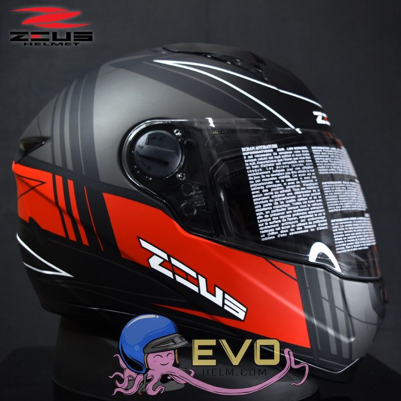 HELM ZEUS FULL FACE BLACK AL5 BLUE - FREE SMOKE VISOR ZEUS ORIGINAL ( ONGKIR 2KG )-J20 MATT BLACK RED