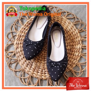 The Warna Sepatu  Batik Wanita  Polka Flat Black Flat 