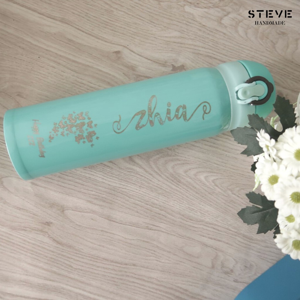 Botol minum stainless termos vacuum tumbler travel TM0308 Green Custom Tahan Air Panas dan Dingin