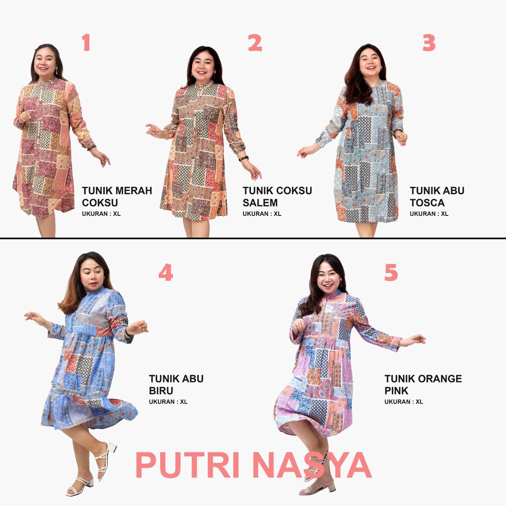 Tunik long rayon big size motif/ atasan wanita jumbo / atasan tunik / tunik kerja / tunik motif