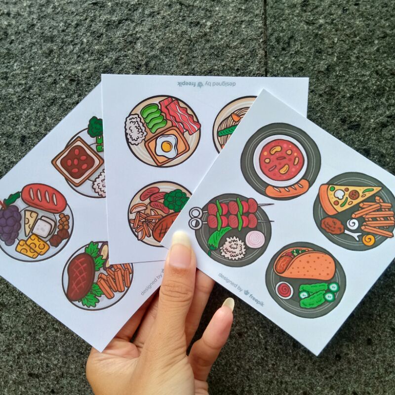 

[BISA COD] 3 lembar stiker makanan lucu dekorasi menarik untuk koleksi journal dll