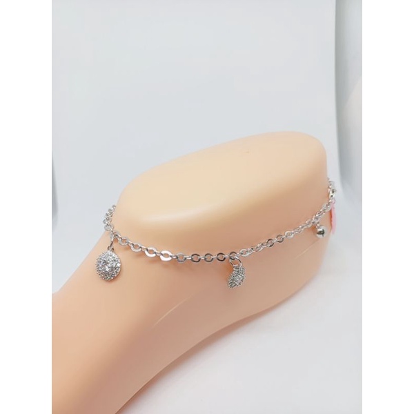 gelang kaki nori+m.bulat full mp/ gelang kaki perak asli silver 925 lapis emas / gelang kaki fashion