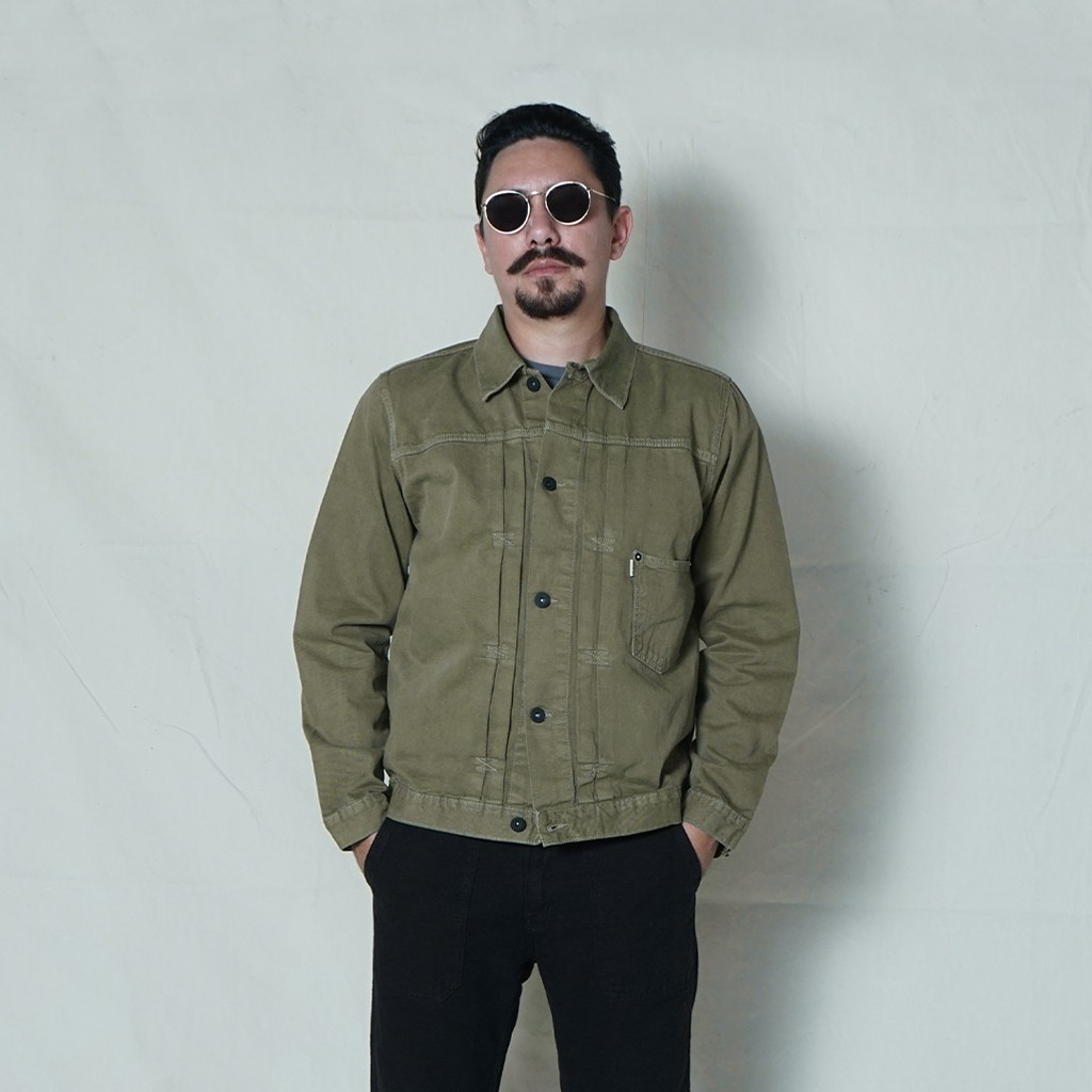 Jimmy and Martin Type I Trucker Jacket Khaki Dyed 2591 Jimmy and Martin Type I Trucker Jacket Khaki Dyed 2591
