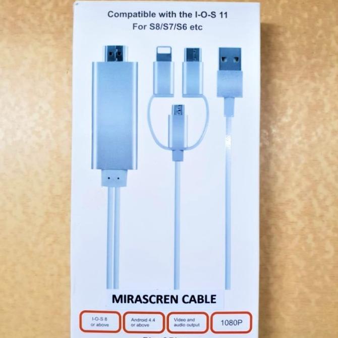 Kabel MHL 3 in 1 Hp ke Tv Mirascreen Android IOS ke TV HDMI Via Kabel Termurah