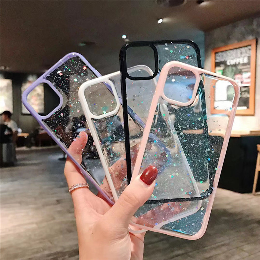 Case Handphone Bahan Tpu Aksen Glitter Bentuk Hati Untuk