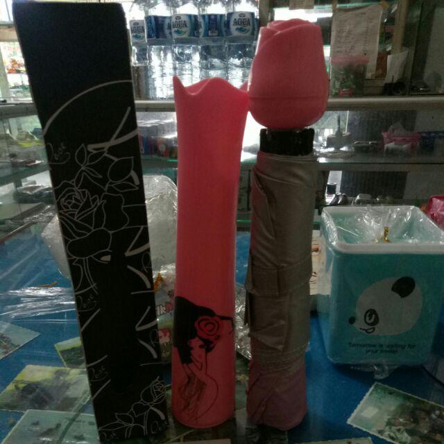 Hhm159 - Payung Bunga Mawar Rose Dengan Cover Praktis Rose Umbrella