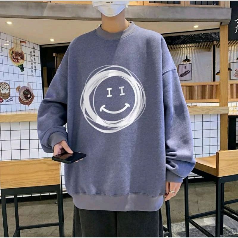 Sweater crewneck Jumbo Besar 2XL SMILE / Switer Oversize Oblong