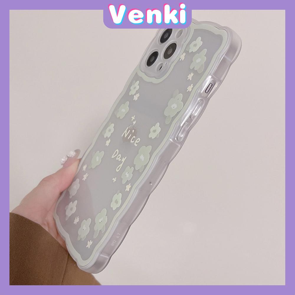 iPhone Case Silicone Soft Case Clear Case Wave Airbag Shockproof Camera Cover Protection Green Flower Compatible For iPhone 11 iPhone 13 Pro Max iPhone 12 Pro Max iPhone 7 Plus