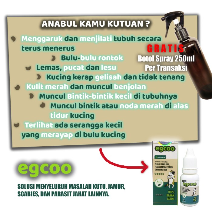EGCOO - Obat Kutu Jamur Scabies Bulu Kucing Kitten Hamil Menyusui