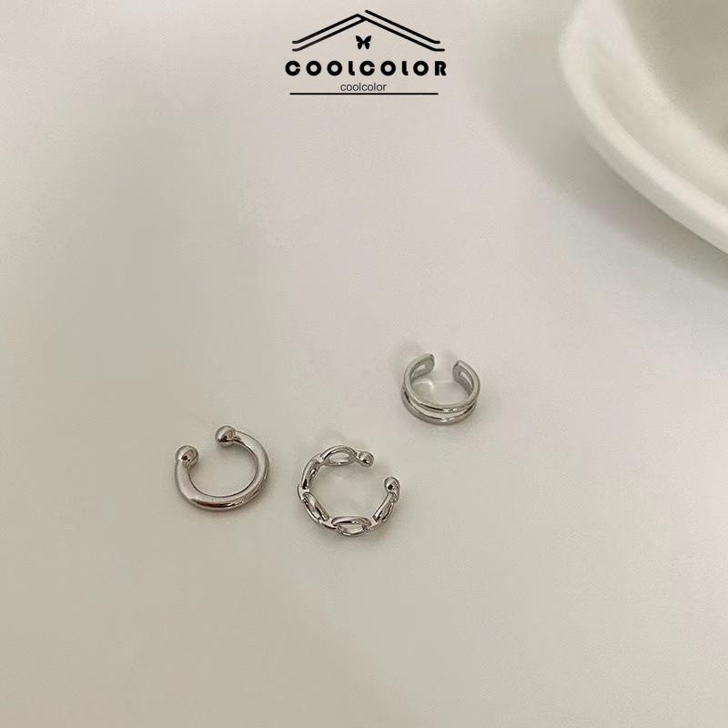 COD✨3PCS/SET Anting Kombinasi Set Klip Telinga Tanpa Lubang Telinga Wanita Niche High-end Bahasa Perancis Retro Telinga Tulang Klip- cl