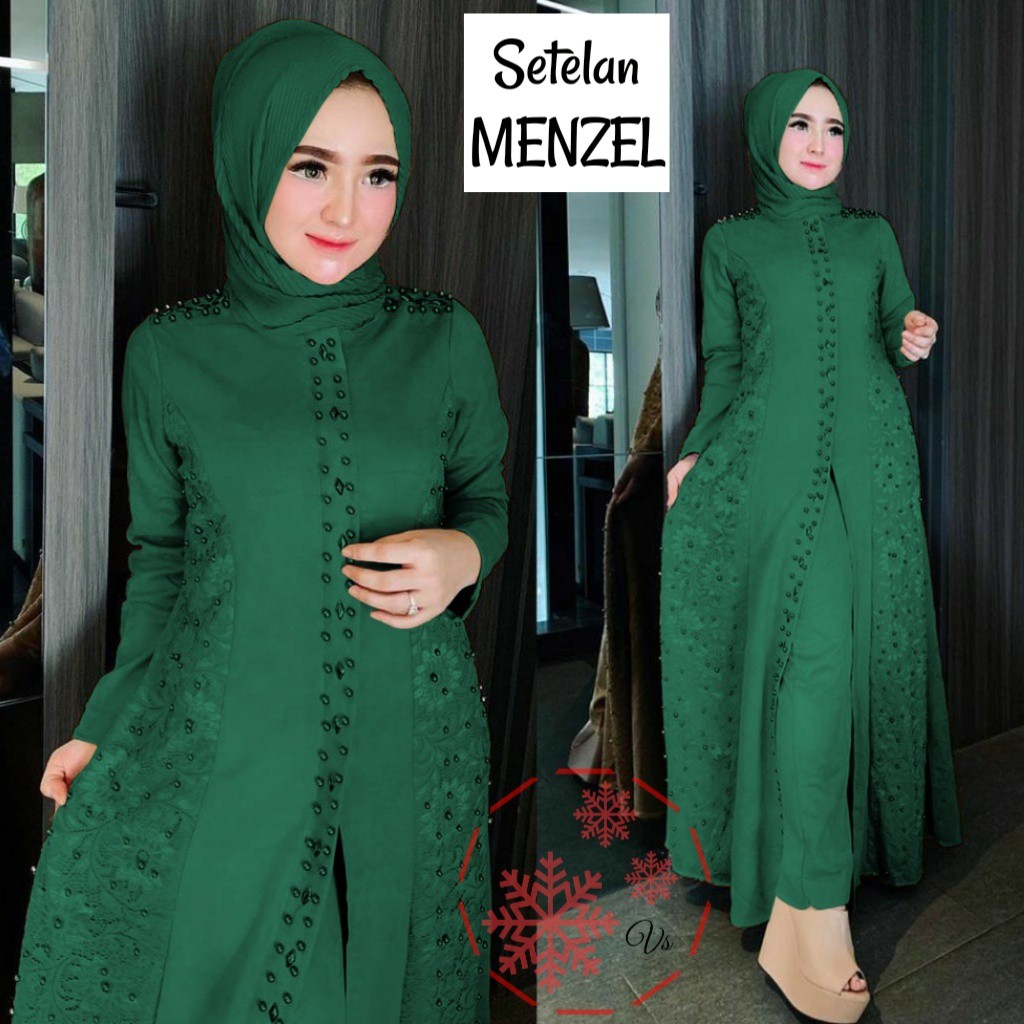 SET GAMIS BRUKAT MUTIARA MENZEL MUSLIM FASHION KEKINIAN DRESS PESTA TERBARU COD