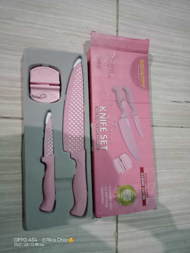 Original Pisau Set Rainbow Pastel Ceramic Knife Set 2012 Japan Quality