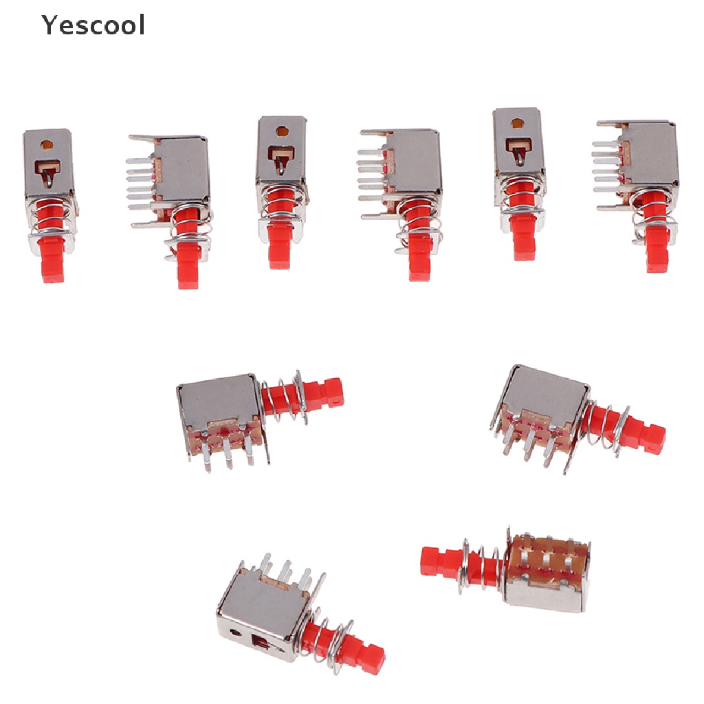 Yescool 10Pcs Kunci Saklar power A03 PS-22F03 6pin self-locking Warna Merah