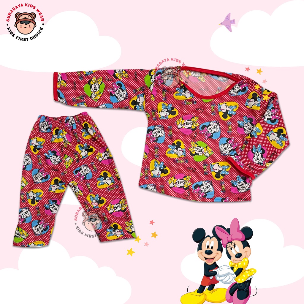 Setelan Piyama Anak Lengan Panjang Bintik Motif Minnie
