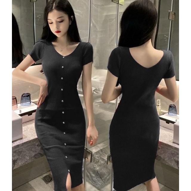 Dress rajut bodycon wanita terbaru DRESS EMMY RAJUT gaun wanita Korea style kekinian ns