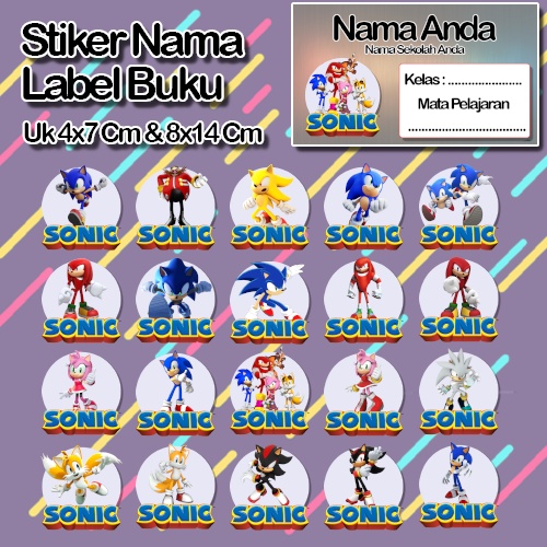 

Stiker Sonic sonik knucles tails dr eggman amy rose shadow espio silver Karakter Lucu Custom Lebel Nama cromo murah 20 Varian berbeda Sticker Pelajaran Mapel buku anak sekolah No 10