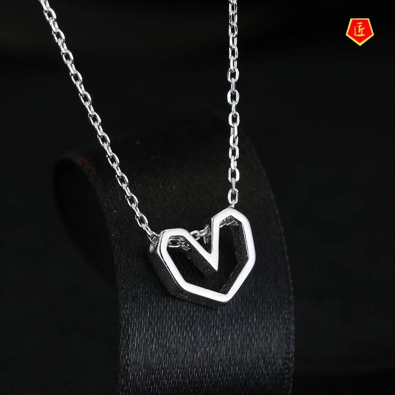 [Ready Stock]Women's Hollow Heart Necklace Korean Chic Simple Sweet Style