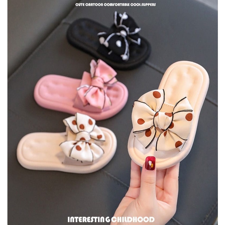 GROSIRTAS LV0168 Sandal Anak Perempuan Import Motif Pita Besar Polkadot