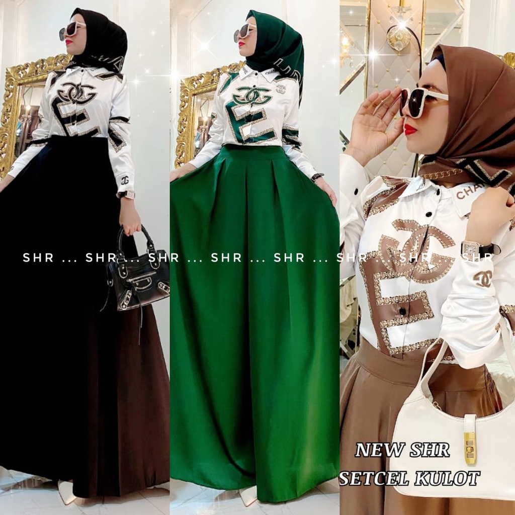 " NEW " SETCEL KULOT MIX KEMEJA SATIN SHR ORI 100%