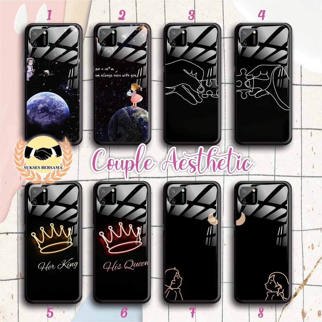 Softcase Back Case Glass COUPLE AESTHETIC Oppo Samsung Vivo Xiaomi Redmi Realme iPhone All Type BSB5