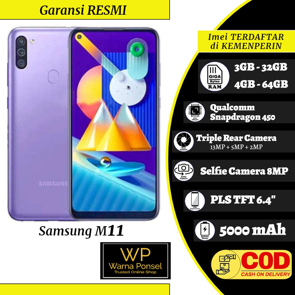 Samsung Galaxy M11 Ram 3/32GB Garansi Resmi SEIN 1 Tahun