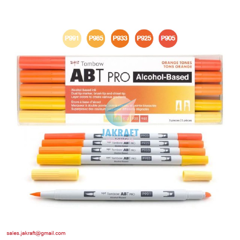 

(5 Pcs) Spidol Kuas Permanent TOMBOW ABT PRO 5 Warna Orange Blend Set Dual Brush Pen Maker