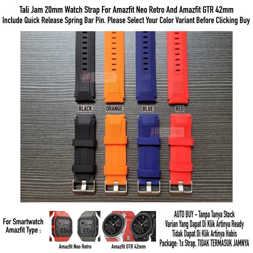 SIKAI Wide Watch Strap Amazfit GTR 42mm / Neo Retro - Tali Jam 20mm Rubber Sporty Silikon