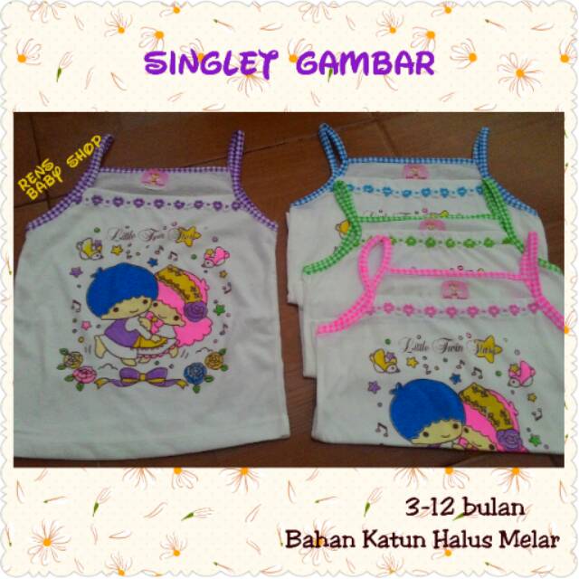 Kaos dalam singlet baby bayi gambar halus murah little angel