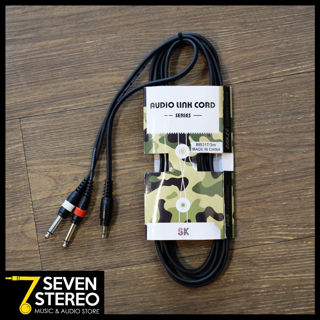 Cable AUX Mini Jack Stereo To 2 Jack Mono TS 3 Meter