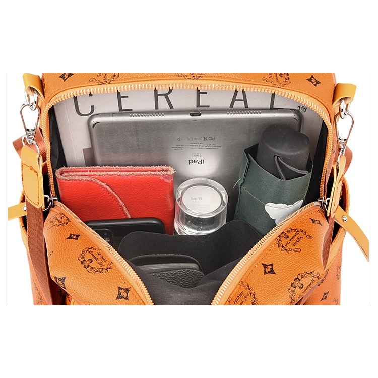 TAS RANSEL WANITA IMPORT KULIT COKLAT OSTRAVA TA415B7 KOREA BACKPACK SEKOLAH KULIAH GENDONG PUNGGUNG