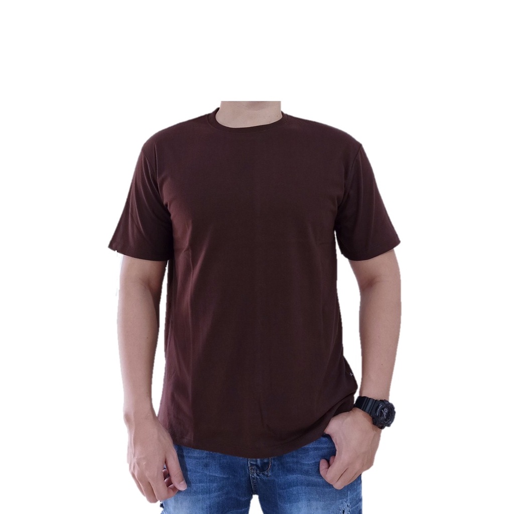KAOS POLOS LENGAN PENDEK / COTTON COMBED 24S / KAOS UNISEX-COKLAT TUA