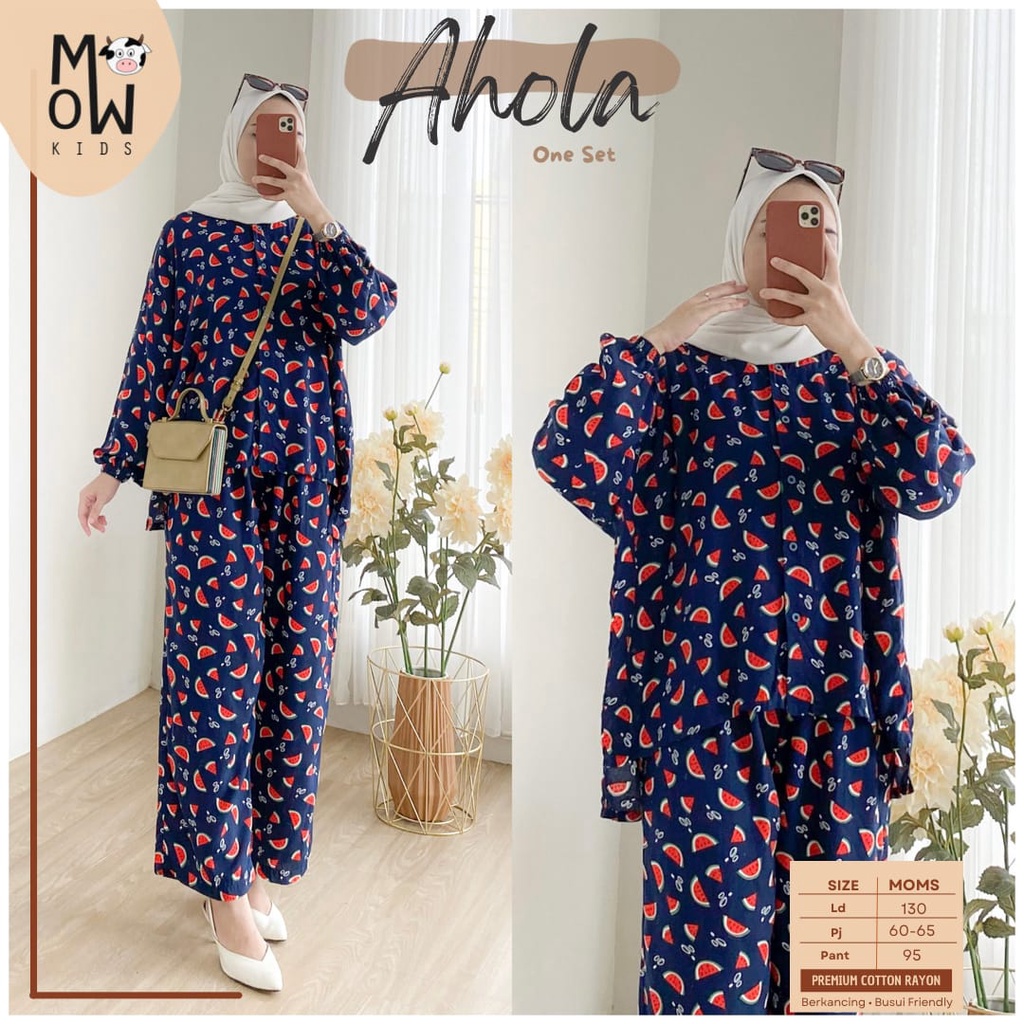 Ahola One Set Blouse Allsize Oversize Premium Cotton Rayon Original Moela Mowmo