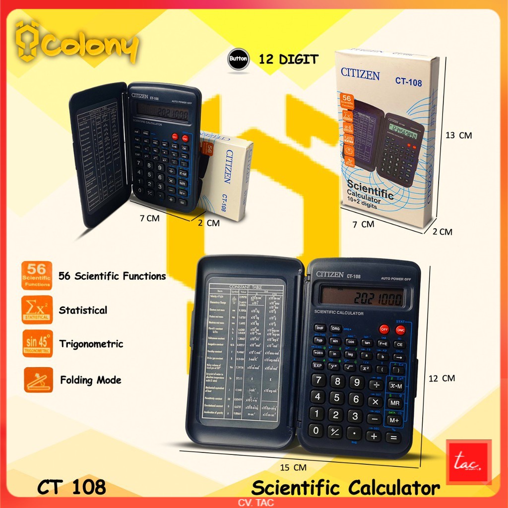 

Citizen CT-108 Kalkulator Scientific Calculator Belajar Sekolah Calkulator Kakulator Mini Saku Kecil 12 Digit Murah Bagus Awet Asli Ori Original Digital Saintifik Fisika Matematika