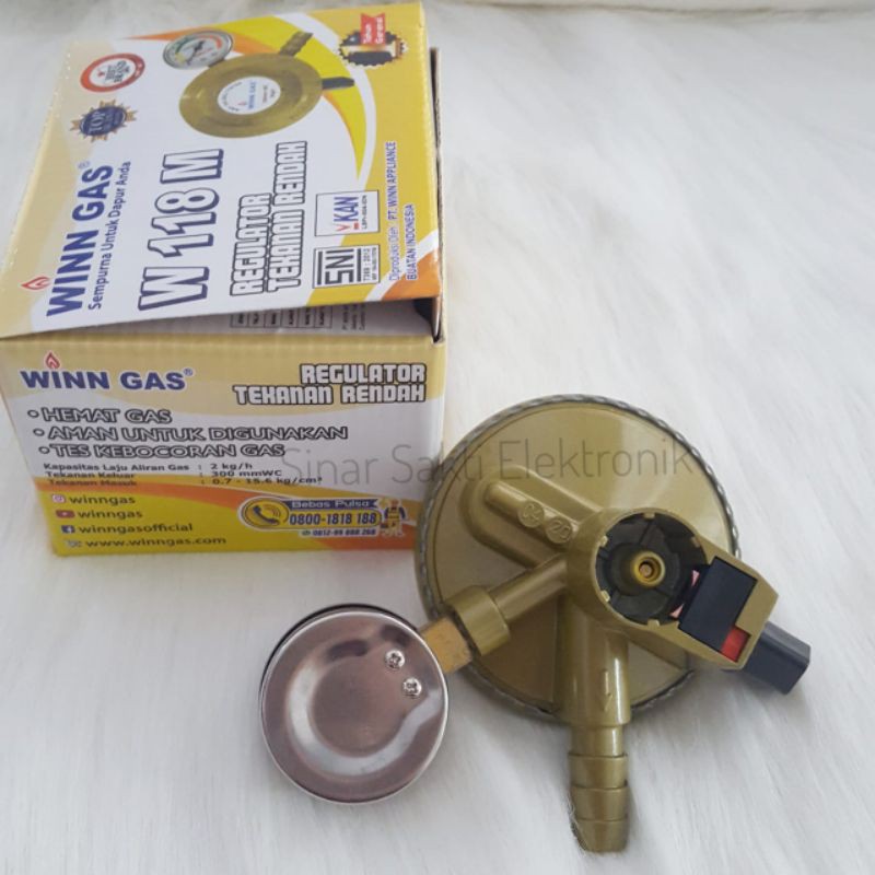 Regulator kompor gas Winn Gas + meter W 118 SNI aman