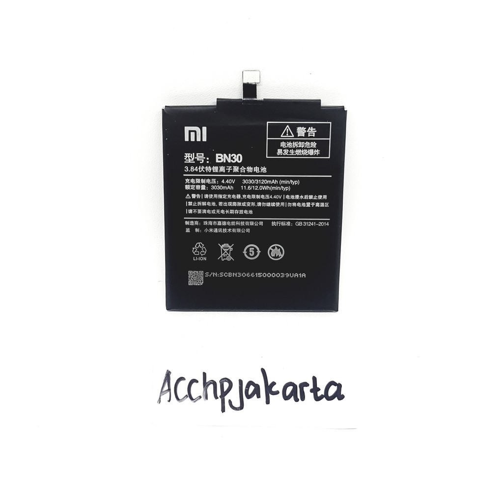 Baterai Hp XiaoMi Redmi 4A BN 30 100% / Battery Batrai Batre BN30 Xiao Mi 4 A