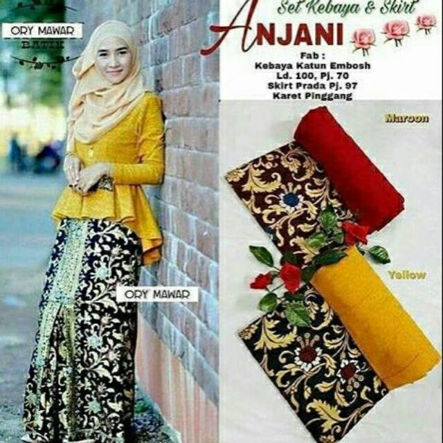 Anjani Setelan batik fashion wanita  peplum embos prada