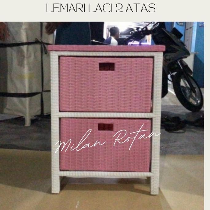 Lemari laci 2 atas rotan sintetis