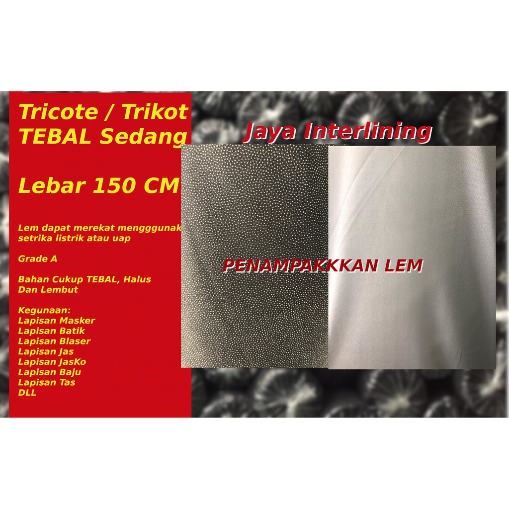 Trikot tricot Lem Lebar TEBAL sedang 150 Cm Meteran